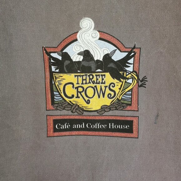 THREE CROWS Café & Coffee House MN Satchel Bag Tote Distressed Graphic Canvas - Picture 3 of 7